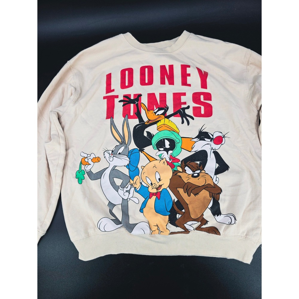 Looney Tunes‎ Crewneck Sweatshirt Bugs Bunny Taz Daffy Bird Cartoon M Medium - Picture 4 of 15